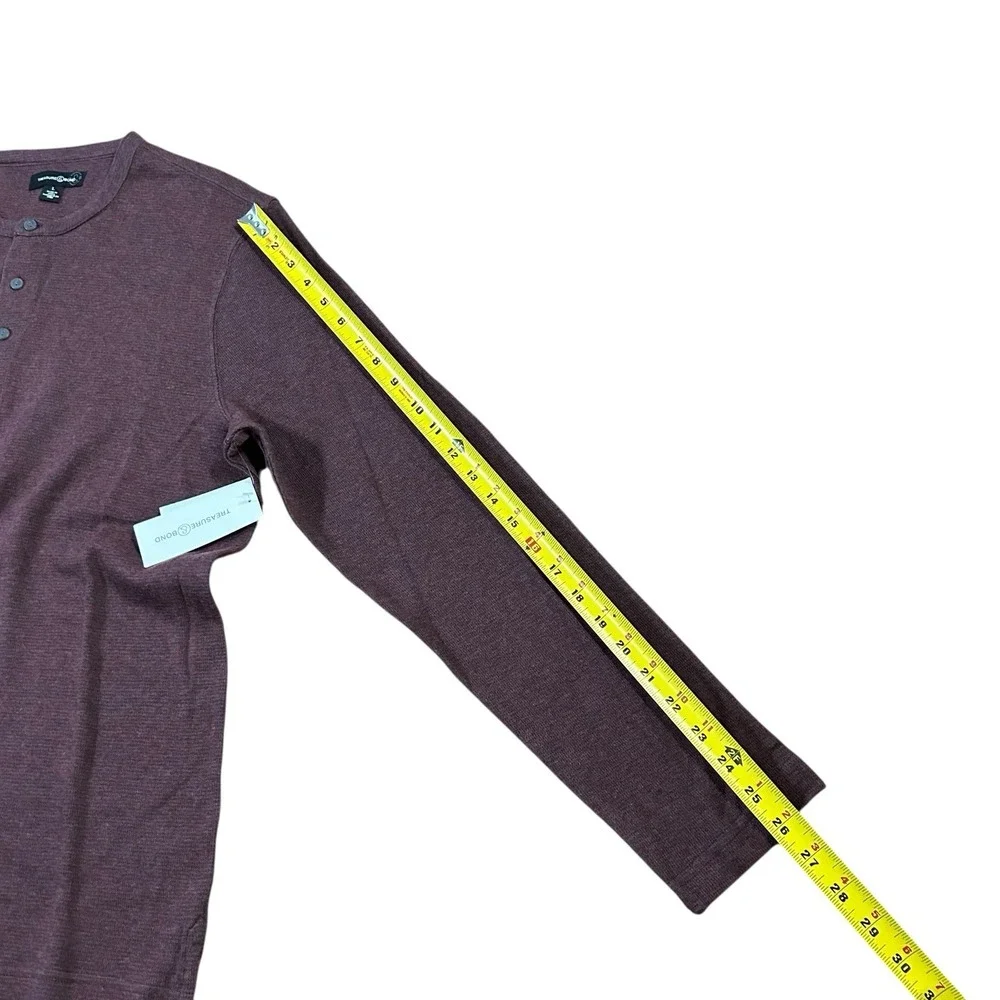 TREASURE & BOND‎ Men's Henley Shirt L Long Sleeve Burgundy Royale Red NEW - Picture 9 of 11